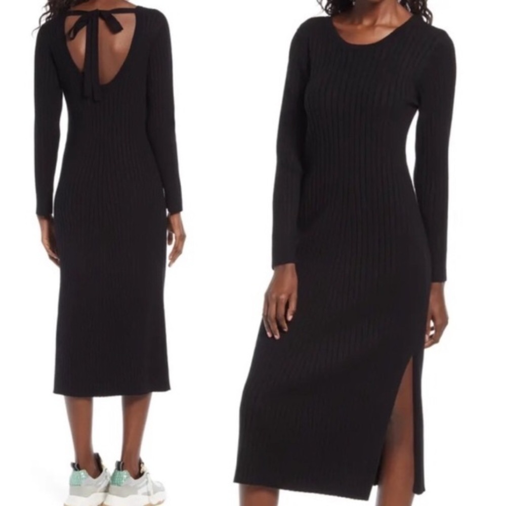 Wayf Ribbed Sweater Midi Dress